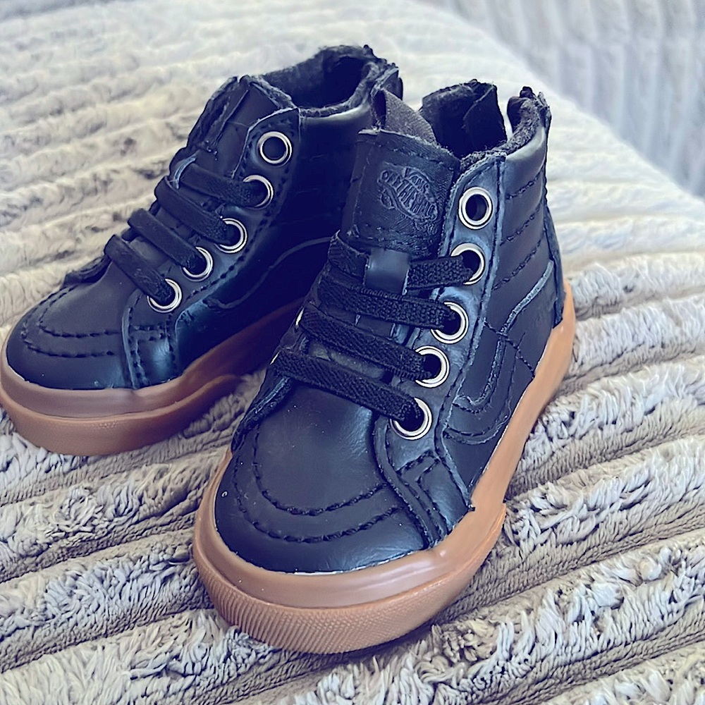 Black high top Vans, Toddlers US size 3
